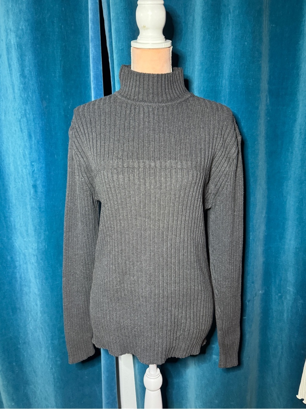 Alfani Charcoal Ribbed Mock Neck Sweater